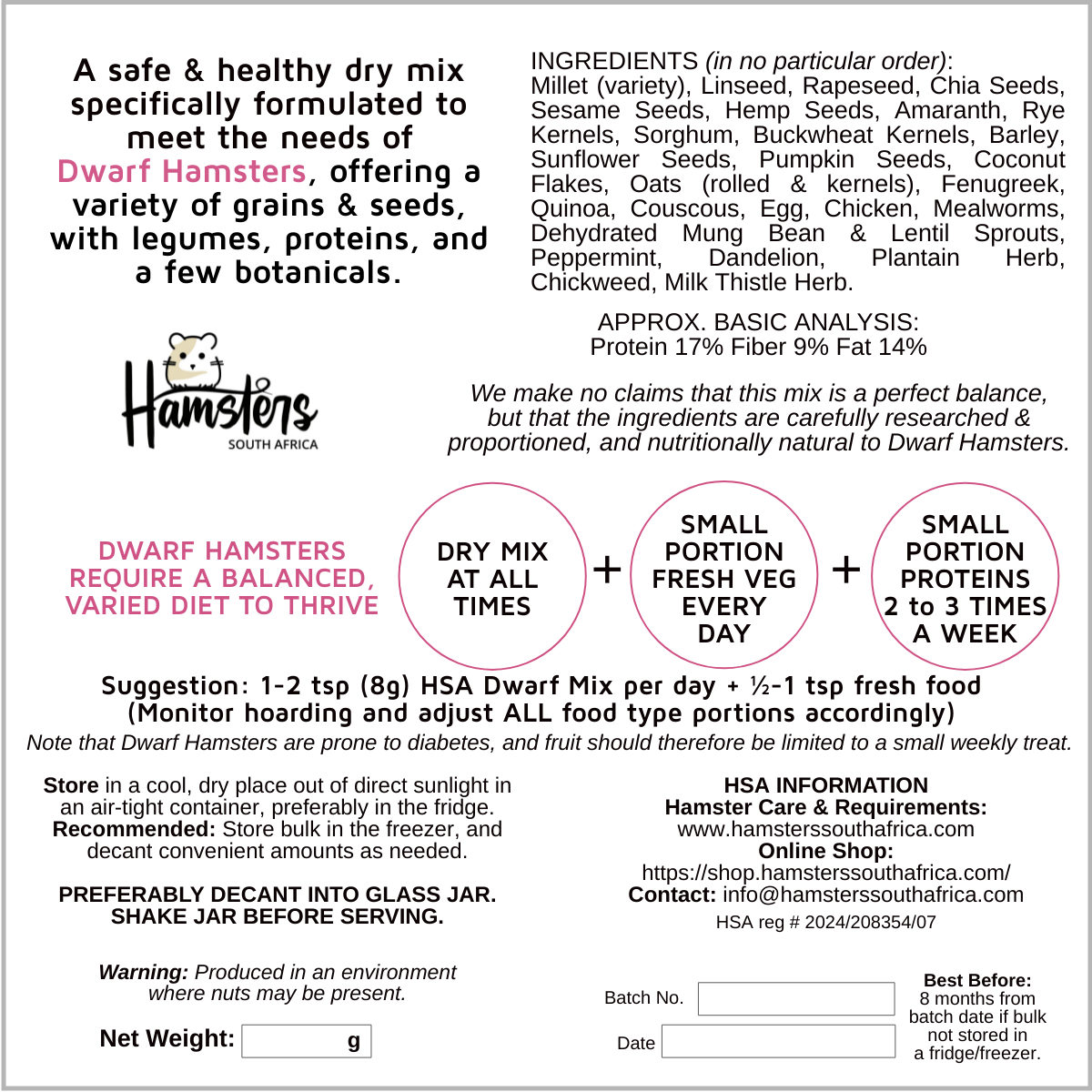 Dwarf Hamster Mix 350g/200g - Image 3