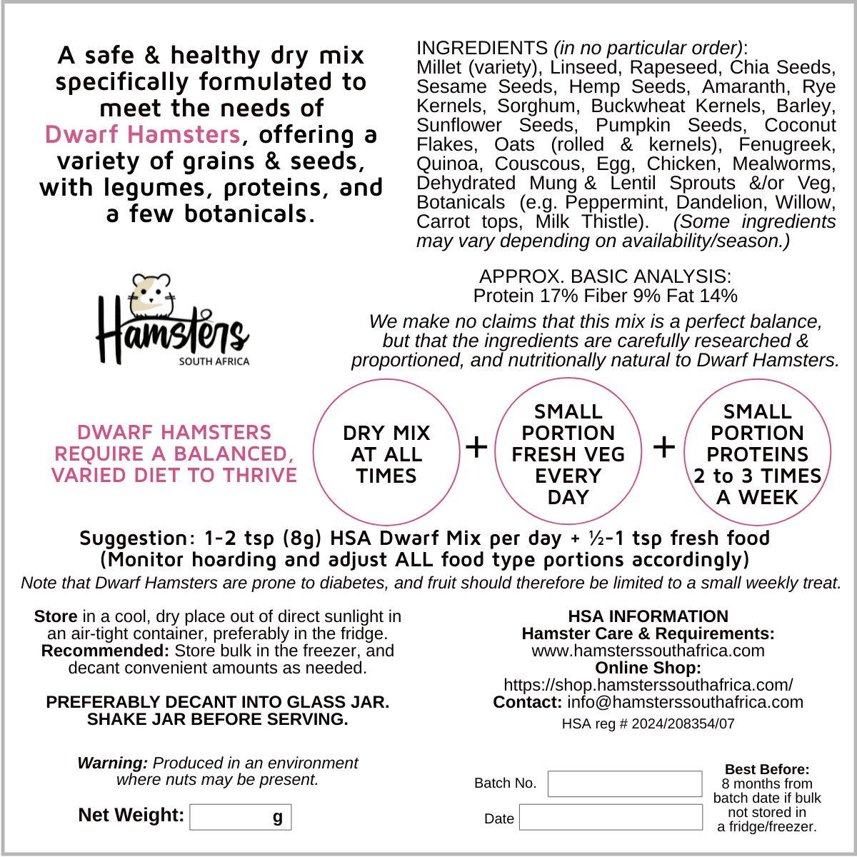 Dwarf Hamster Mix 350g/200g - Image 3